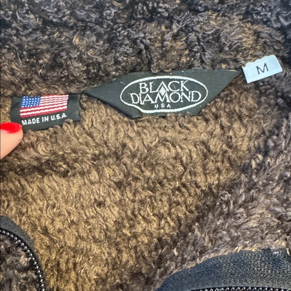 Black Diamond Fuzzy Textured Fleece Jacket, sz M - Picture 3 of 11